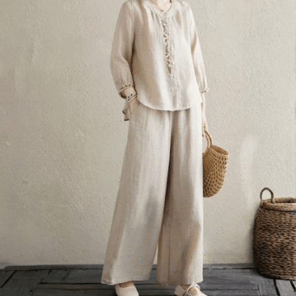 Minimal Beige Linen Co-Ord Set
